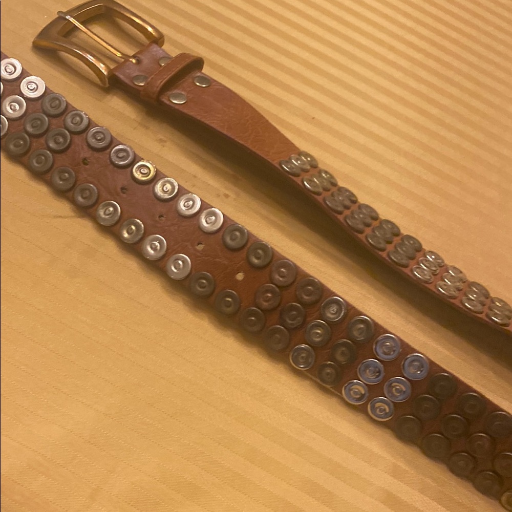 Women’s Brown Studded Leather Belt